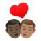 Kiss- Man- Man- Dark Skin Tone- Medium Skin Tone emoji on Emojione